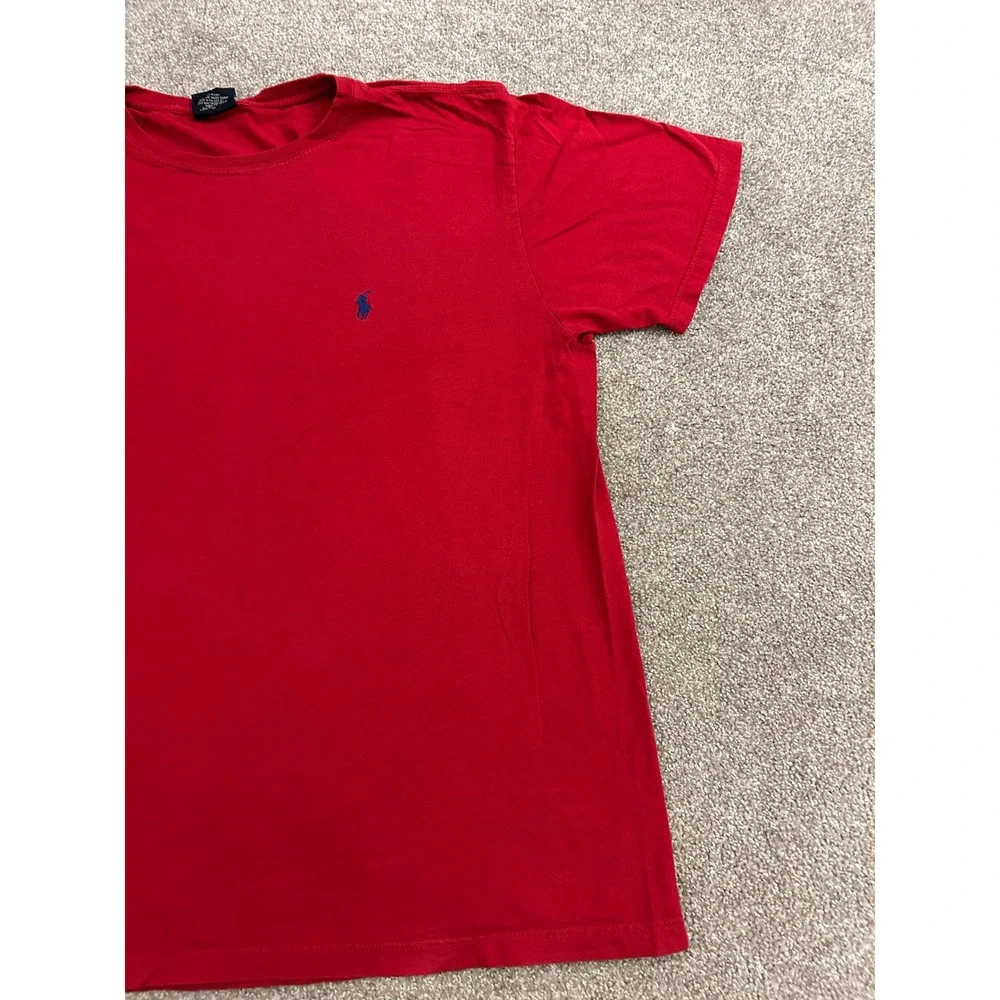 Polo Ralph Lauren T-Shirt Mens XL Red Excellent Blue Pony Logo Short Sleeve Tee